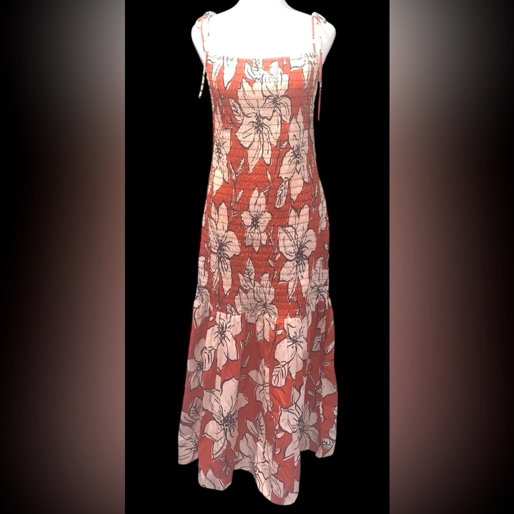 Anthropologie Dhruv Kapoor Smocked Flounce Hem Dress NWT